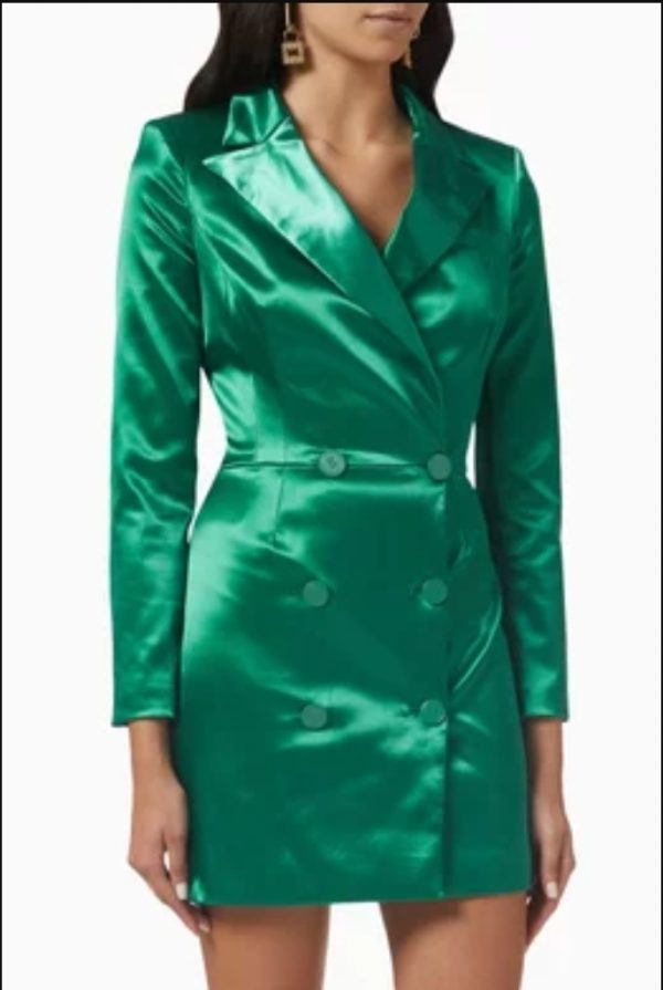 ELISABETTA FRANCHI abito blazer raso smeraldo