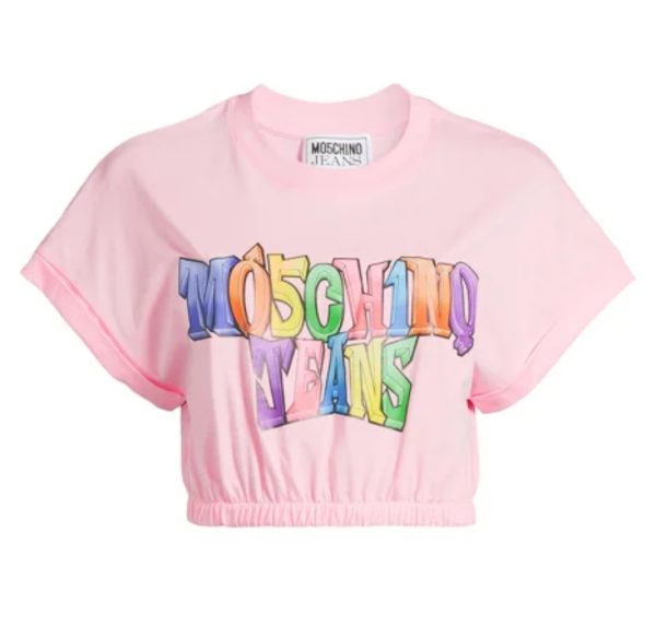MOSCHINO JEANS T-shirt crop stampa